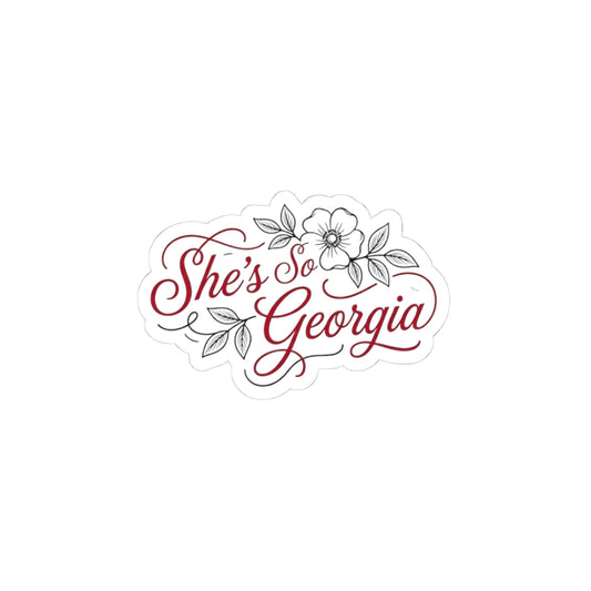 She's So Georgia Kiss-Cut Sticker — Floral Script Laptop Decal
