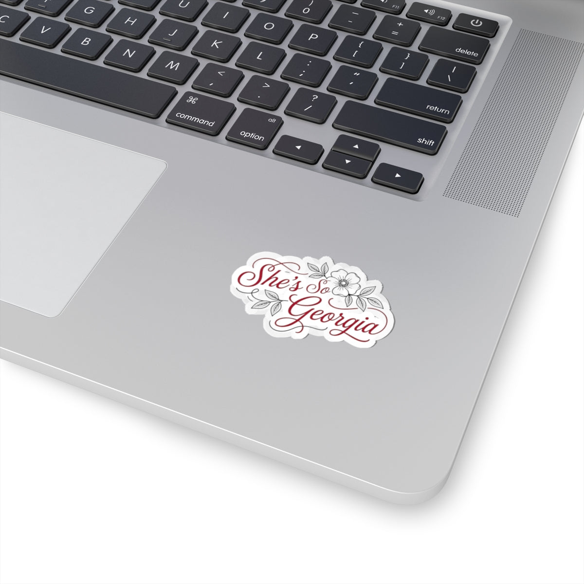 She's So Georgia Kiss-Cut Sticker — Floral Script Laptop Decal